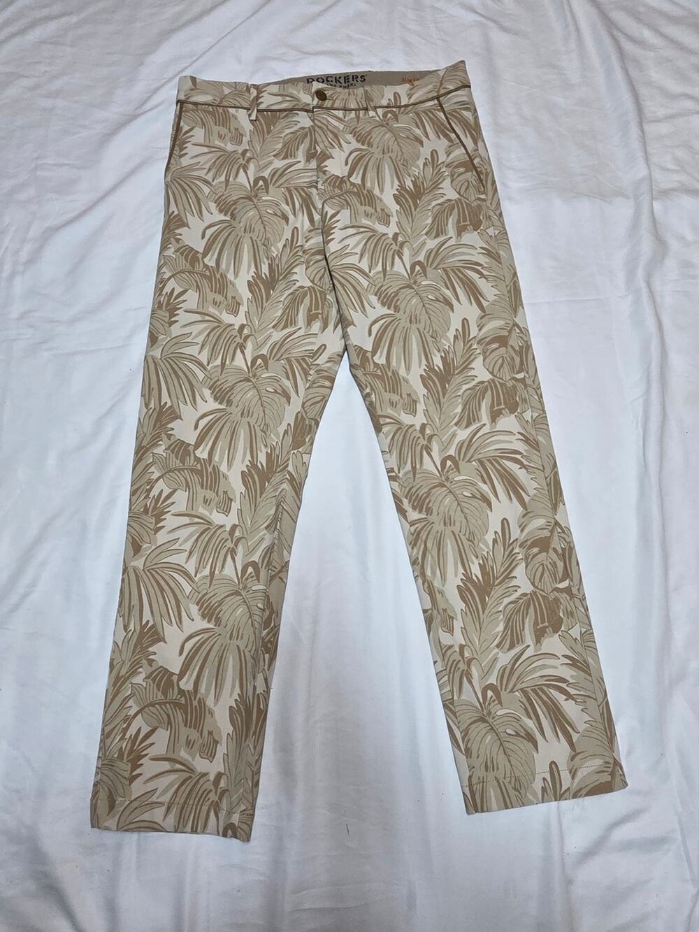 Dockers Men’s Beige Palm-Print Casual Pants 34X32